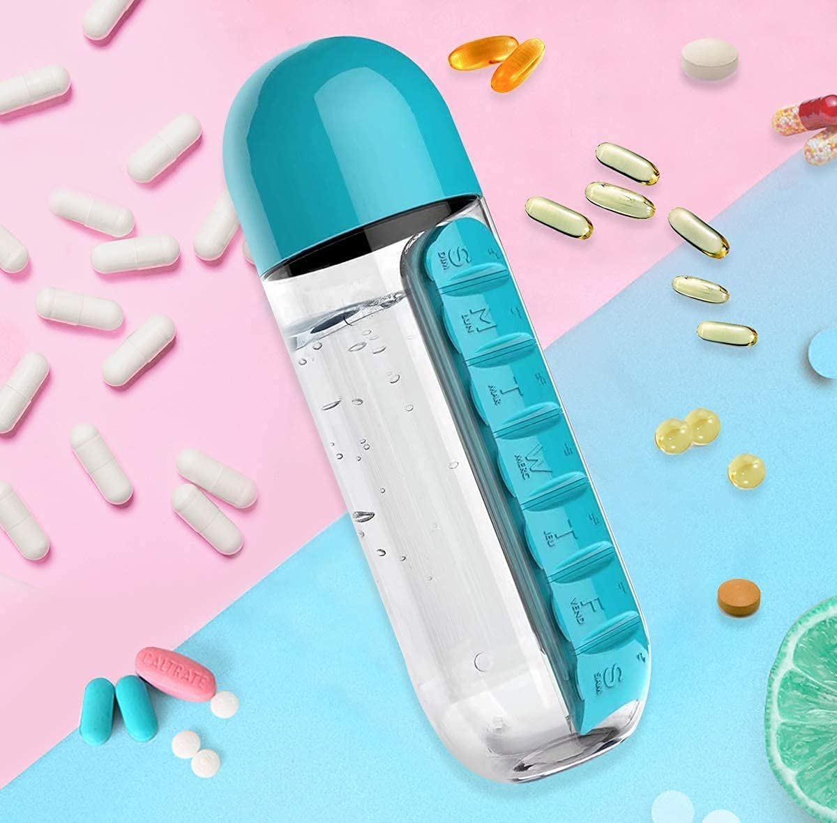 Pill Organizer Water Bottle